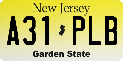 NJ license plate A31PLB