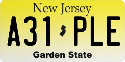 NJ license plate A31PLE