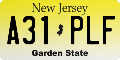 NJ license plate A31PLF