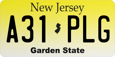 NJ license plate A31PLG
