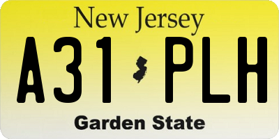 NJ license plate A31PLH