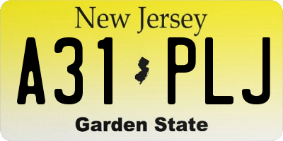 NJ license plate A31PLJ