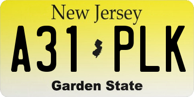 NJ license plate A31PLK
