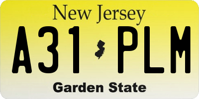 NJ license plate A31PLM