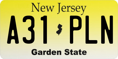 NJ license plate A31PLN