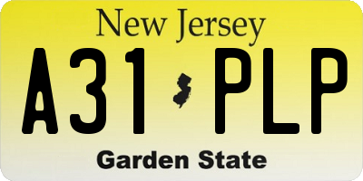 NJ license plate A31PLP