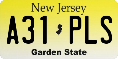 NJ license plate A31PLS