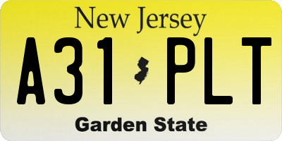 NJ license plate A31PLT