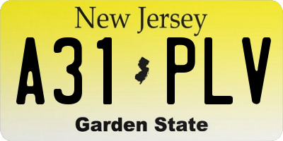 NJ license plate A31PLV