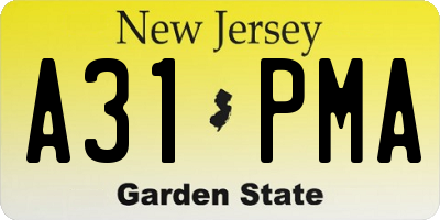 NJ license plate A31PMA
