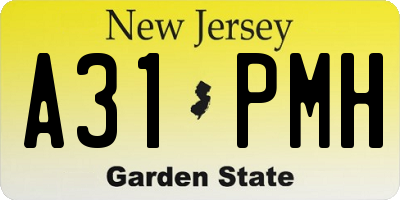 NJ license plate A31PMH