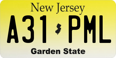 NJ license plate A31PML