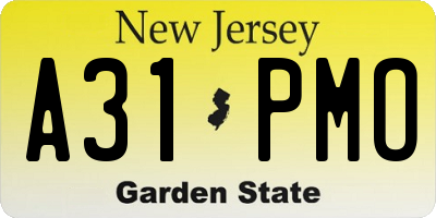NJ license plate A31PMO