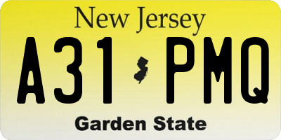NJ license plate A31PMQ