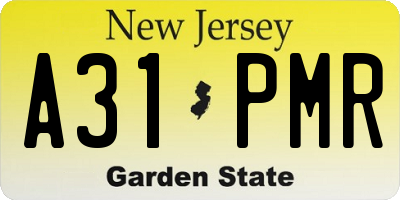 NJ license plate A31PMR