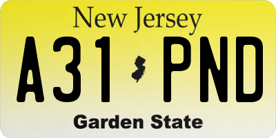 NJ license plate A31PND