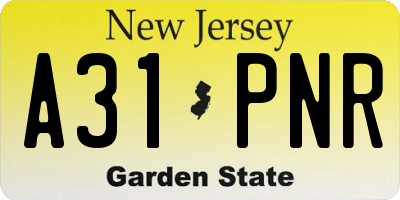 NJ license plate A31PNR
