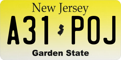 NJ license plate A31POJ