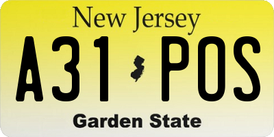 NJ license plate A31POS