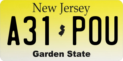 NJ license plate A31POU