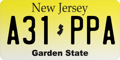 NJ license plate A31PPA