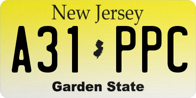 NJ license plate A31PPC