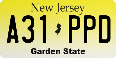NJ license plate A31PPD