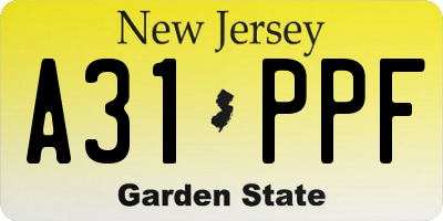 NJ license plate A31PPF