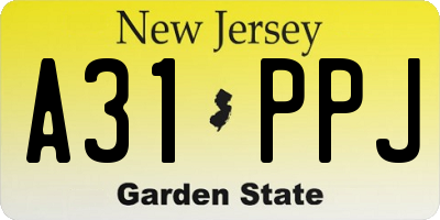NJ license plate A31PPJ