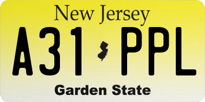 NJ license plate A31PPL