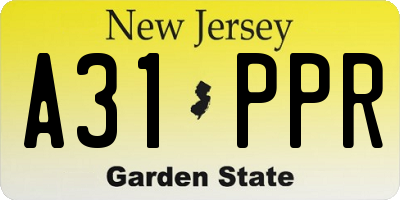 NJ license plate A31PPR