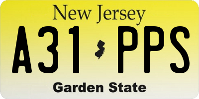 NJ license plate A31PPS