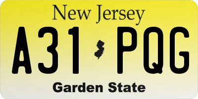 NJ license plate A31PQG
