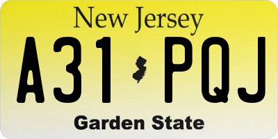 NJ license plate A31PQJ
