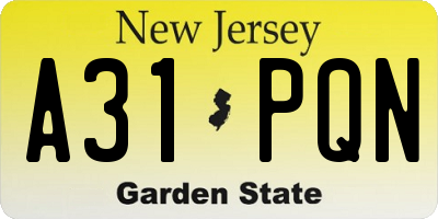 NJ license plate A31PQN