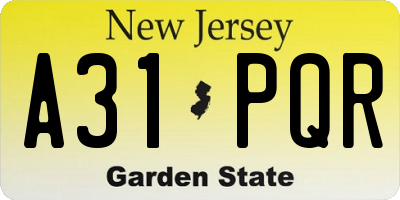 NJ license plate A31PQR