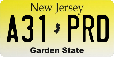 NJ license plate A31PRD