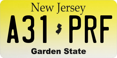 NJ license plate A31PRF