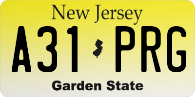NJ license plate A31PRG
