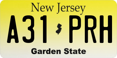 NJ license plate A31PRH