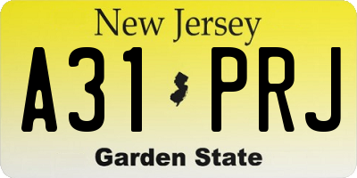 NJ license plate A31PRJ