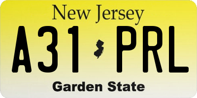 NJ license plate A31PRL