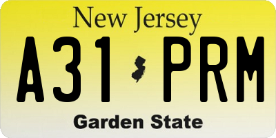 NJ license plate A31PRM
