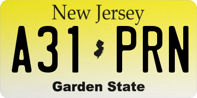 NJ license plate A31PRN