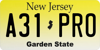 NJ license plate A31PRO
