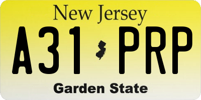 NJ license plate A31PRP