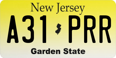 NJ license plate A31PRR