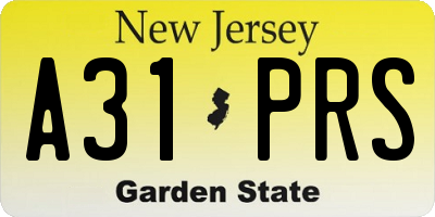 NJ license plate A31PRS