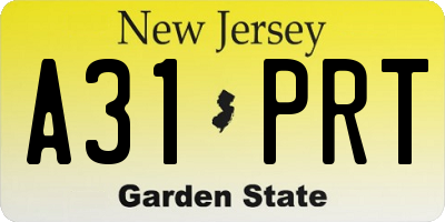 NJ license plate A31PRT