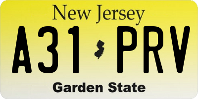 NJ license plate A31PRV
